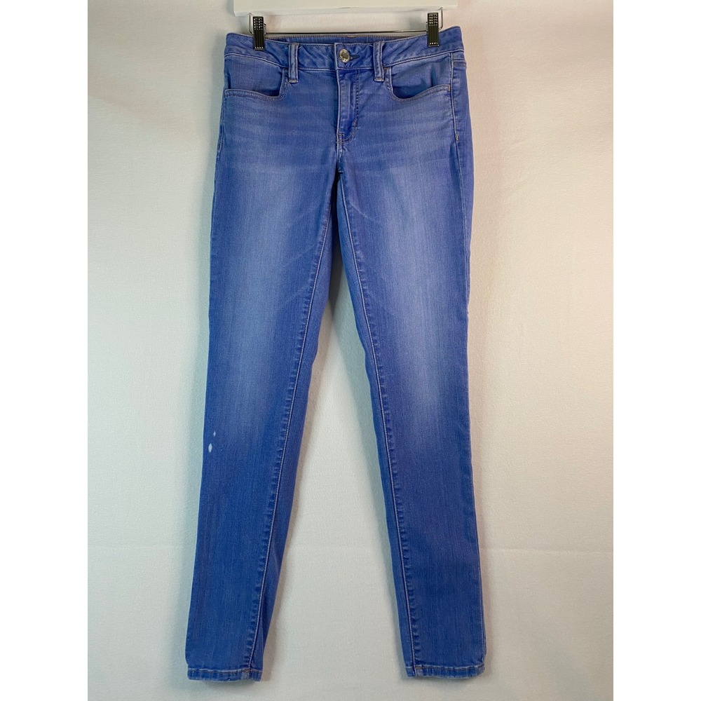 American Eagle Jeggings Denim Jeans Women's Blue Wash Stretch Casual‎ Sz 6 Long